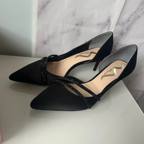 NINA - NEVIN LS BLACK LUSTER HEELS RHINESTONE DETAIL WOMENS SIZE 11 NEW IN BOX - Picture 5 of 8